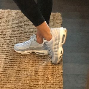 Super cute white and pale blue Nike air 95.